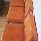 Ensemble de 3 chauffeuses années 70 skaï et chrome