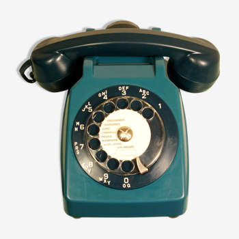 Telephone à cadran Socotel S63 bleu canard 1978