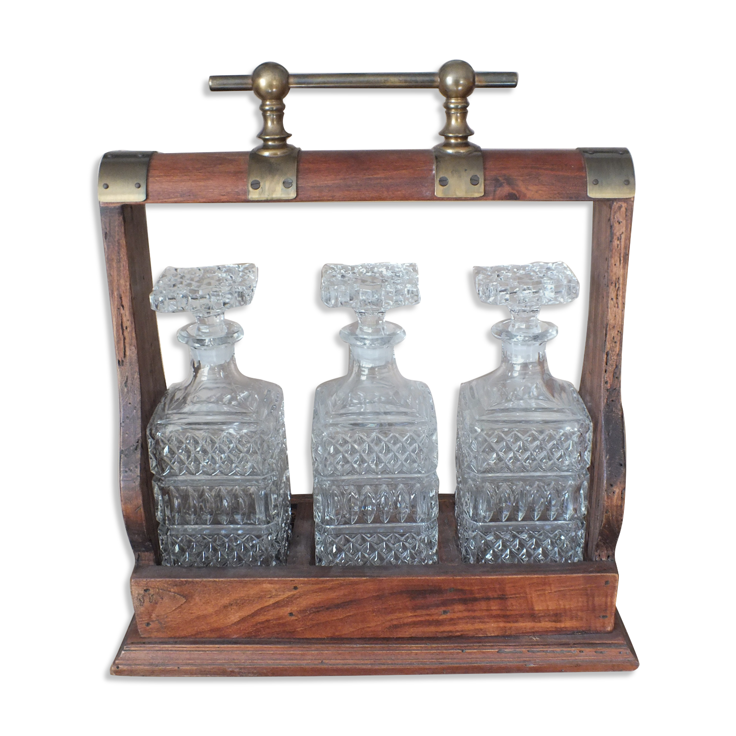 Tantalus - Bottle-carrying liquor cellar with 3 crystal decanters