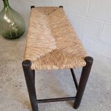 Banc paille et bois ancien