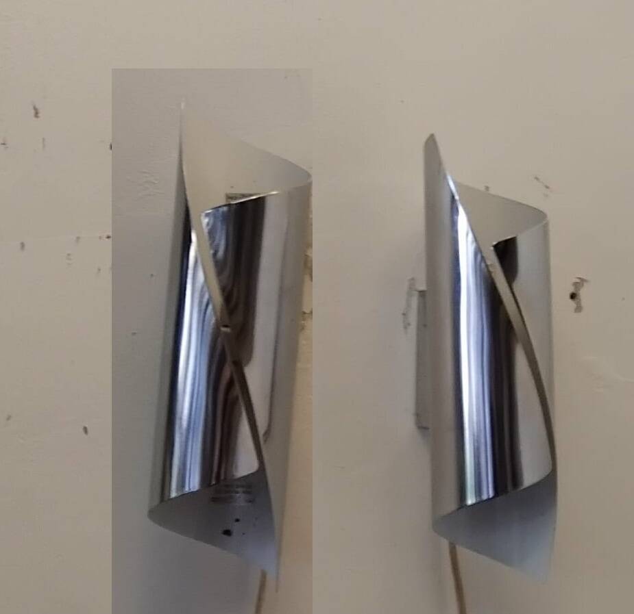 Pair of 70s/80s bidirectional chrome wall lights