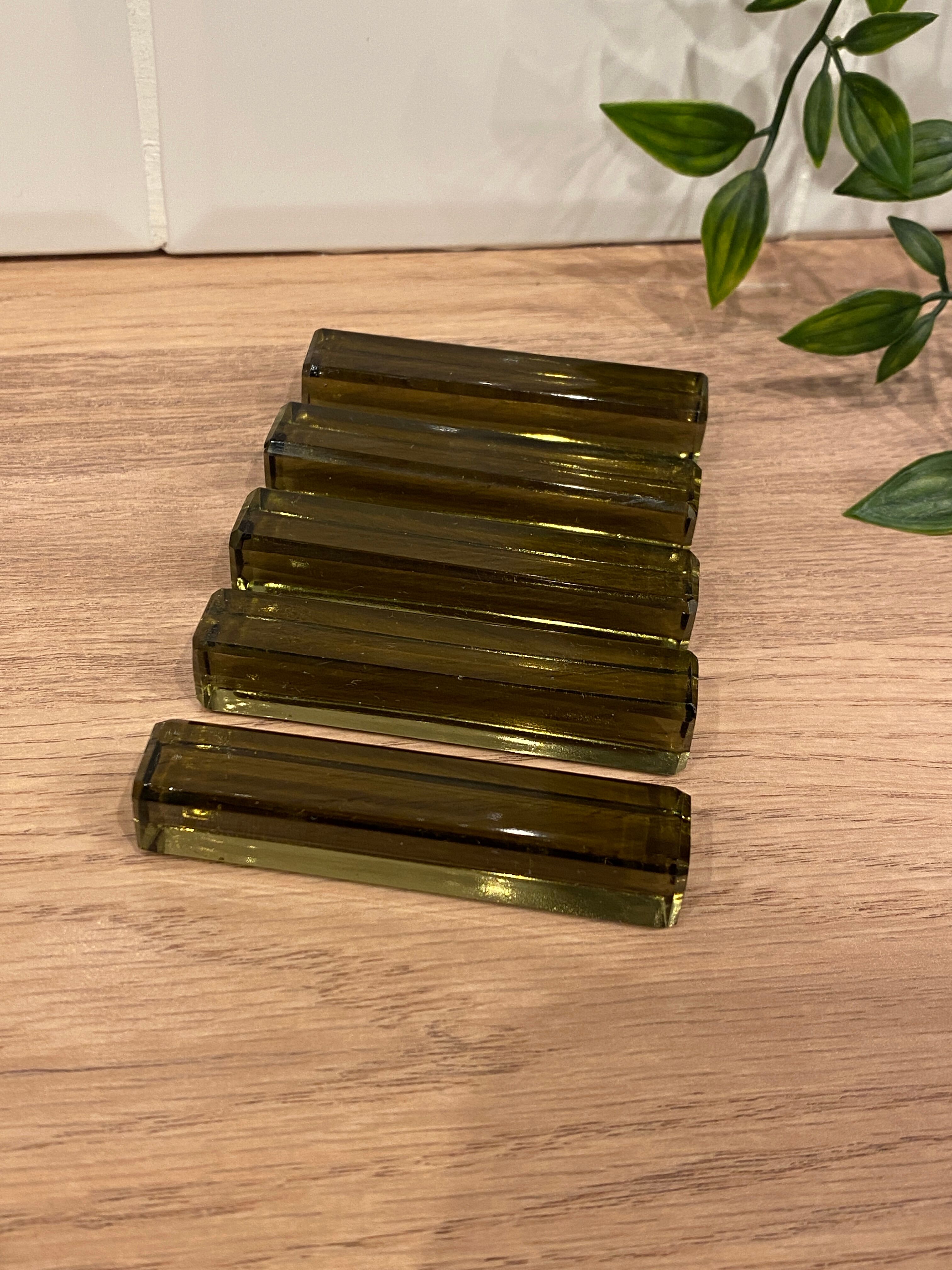 5 porte-couteaux en verre fumé