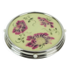 Plateau à gâteau rotatif en verre chromé des années 1930 avec décor de fleurs roses et violettes.