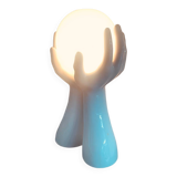 Lampe à main vintage en céramique blanche. France années 1970. Style Memphis