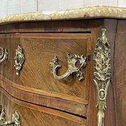 Late 19th-century Louis XV commode in oak, rosewood, and marble top