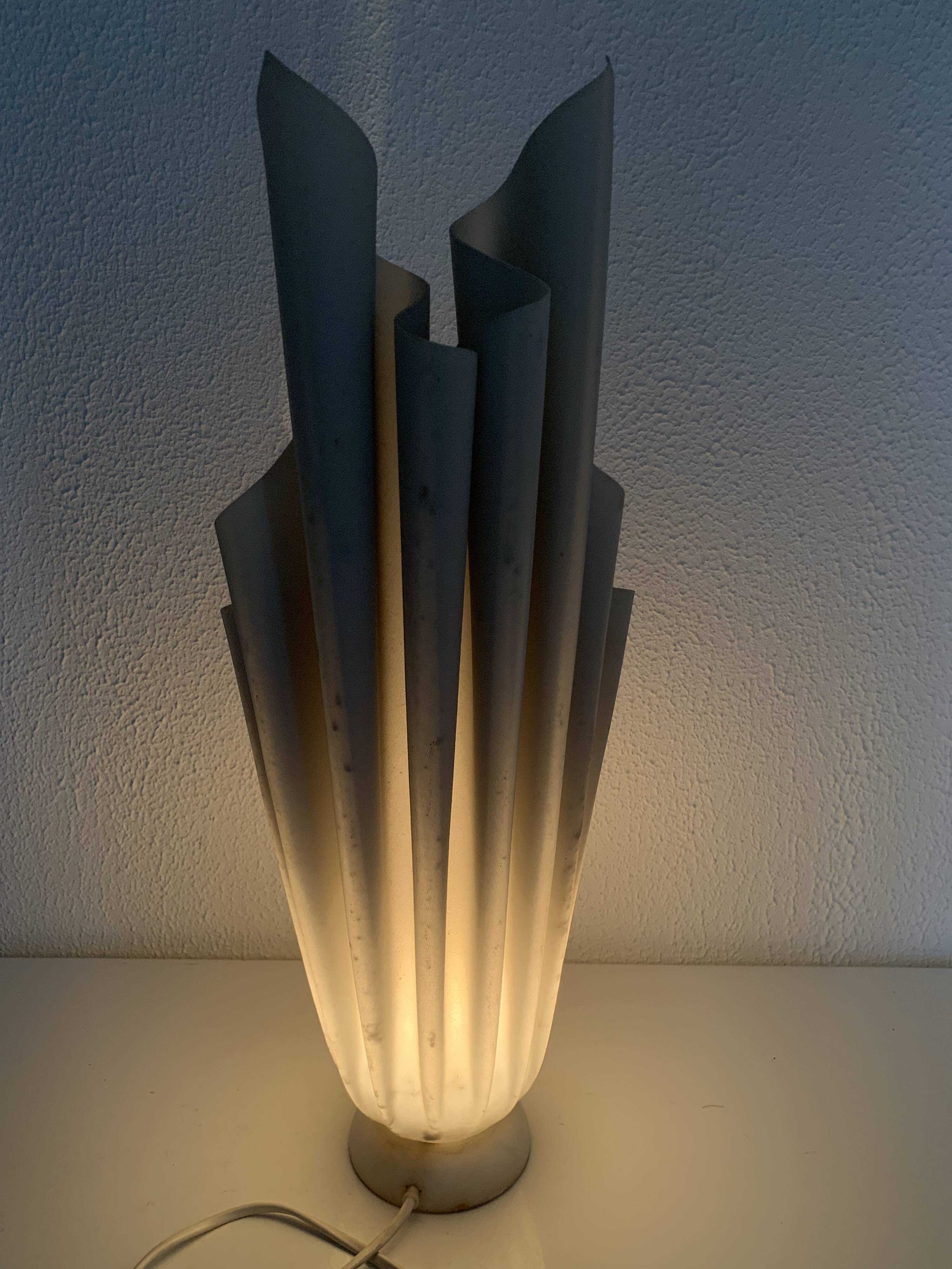 Vintage 1970s Georgia Jacob Athena Mouse Grey Draped Lamp - 50cm
