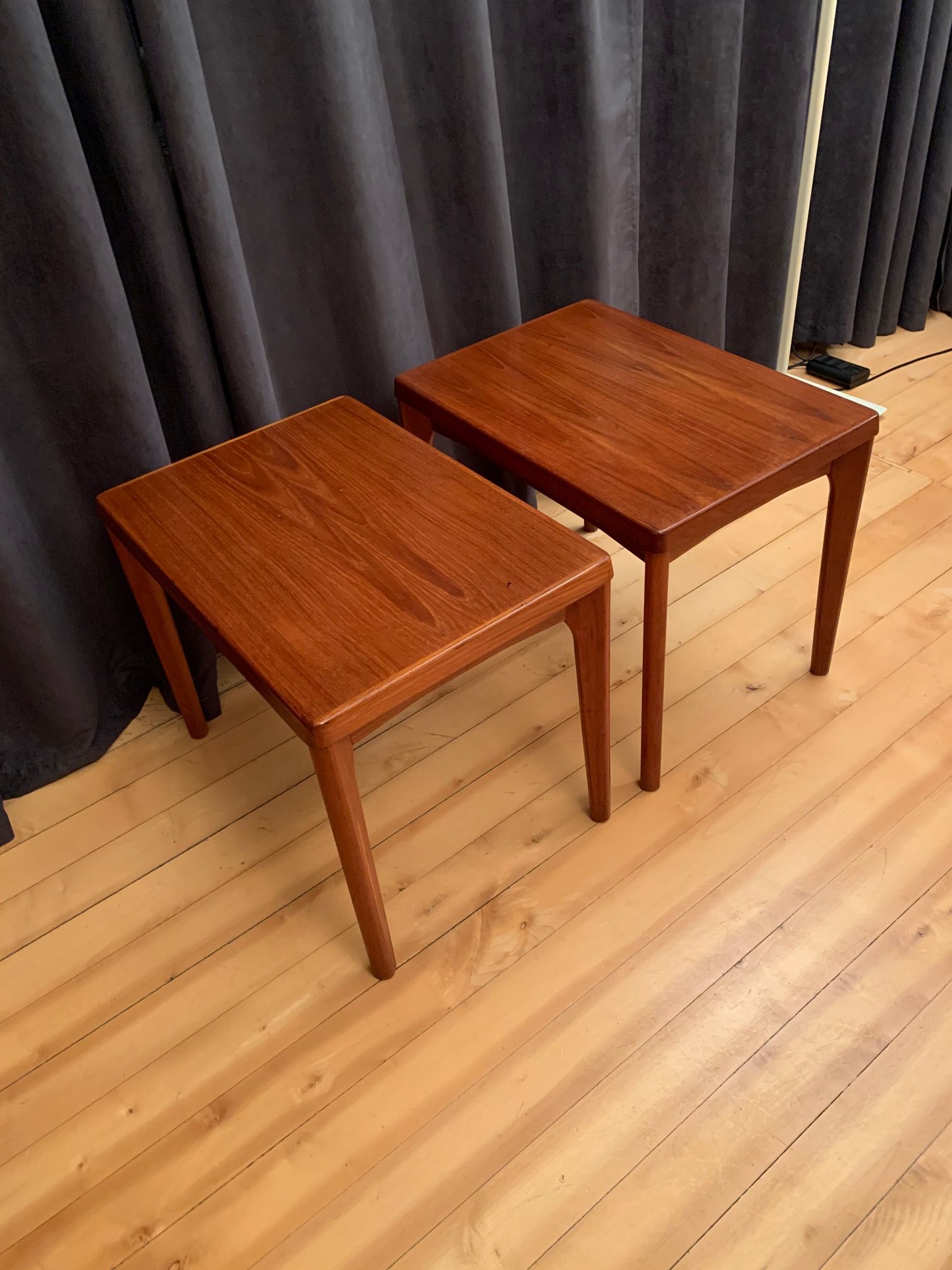 Pair of side tables by Henning Kjaernulf, Vejle Møbelfabrik, Denmark, 1960s
