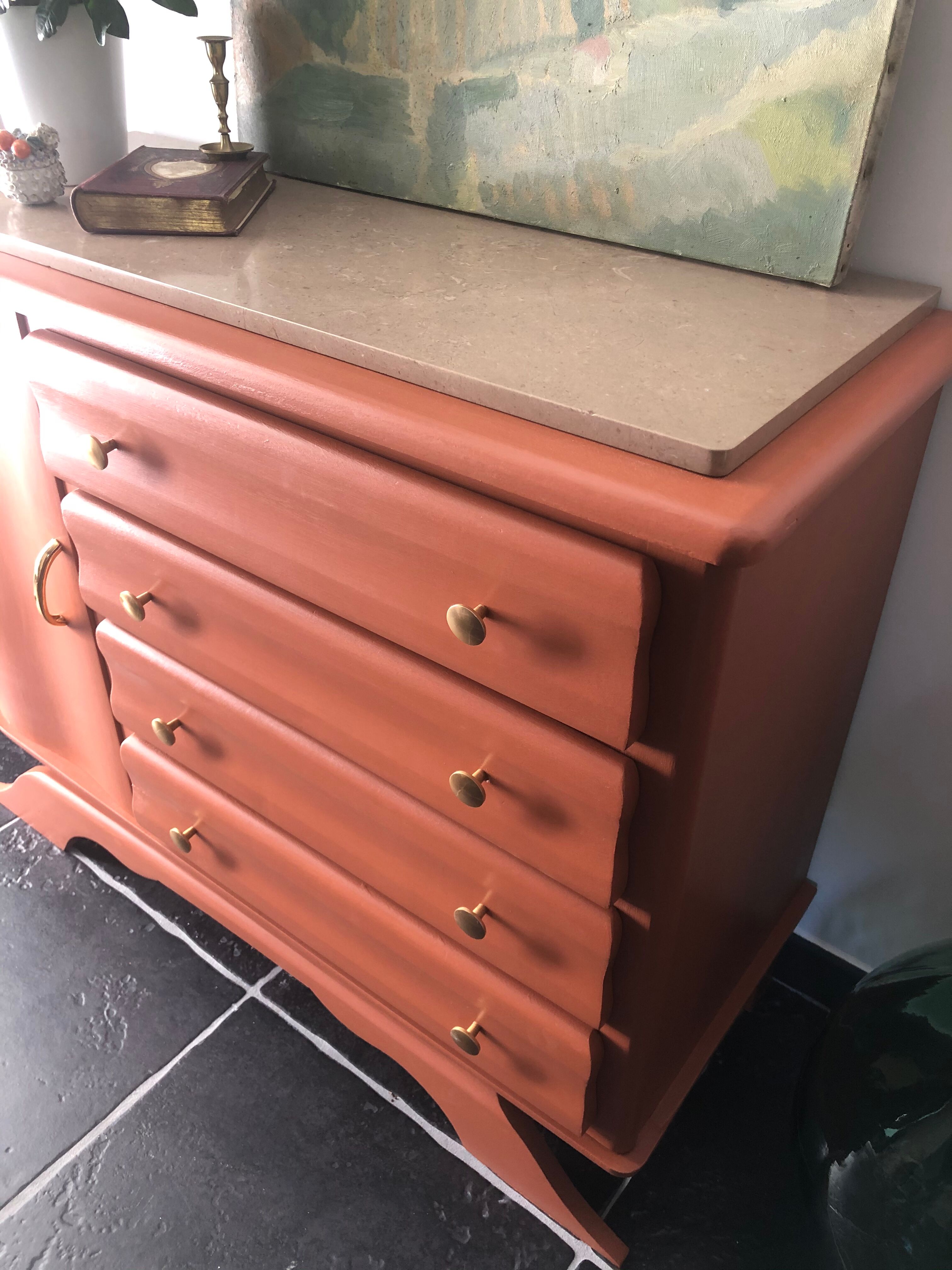 Terracotta vintage chest of drawers