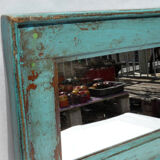 Miroir bois vieux teck patine bleue 57x3x34cm 1