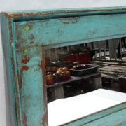 Mirror wood old teak patina blue 57x3x34cm 1