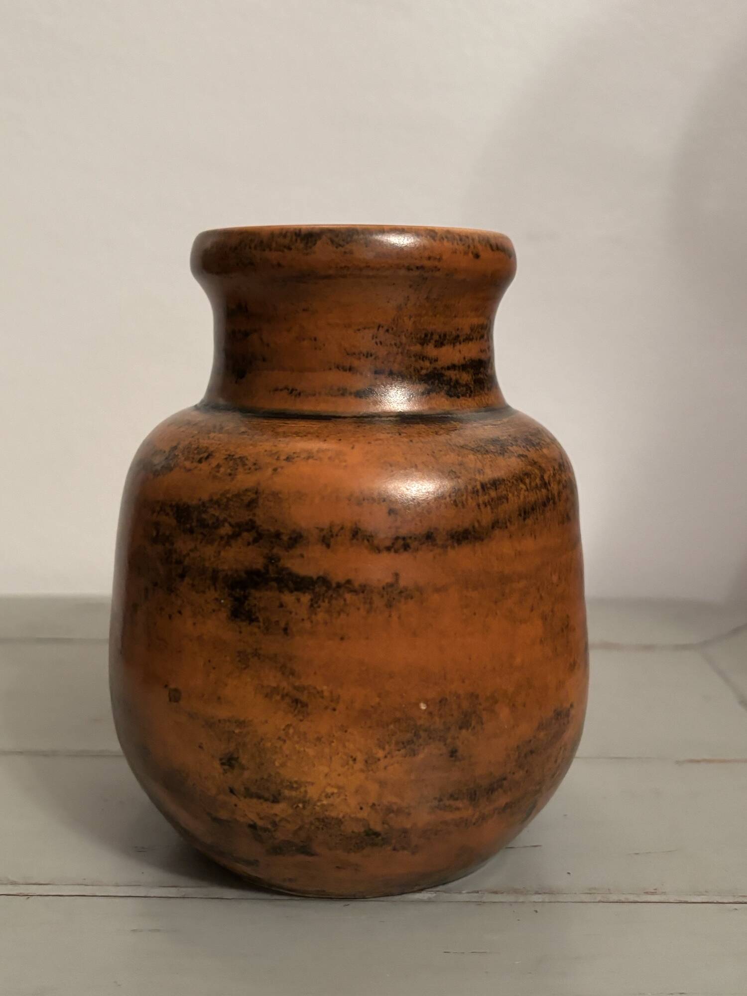 Jacques Blin vase black orange circa 1970 perfect condition vintage ceramic
