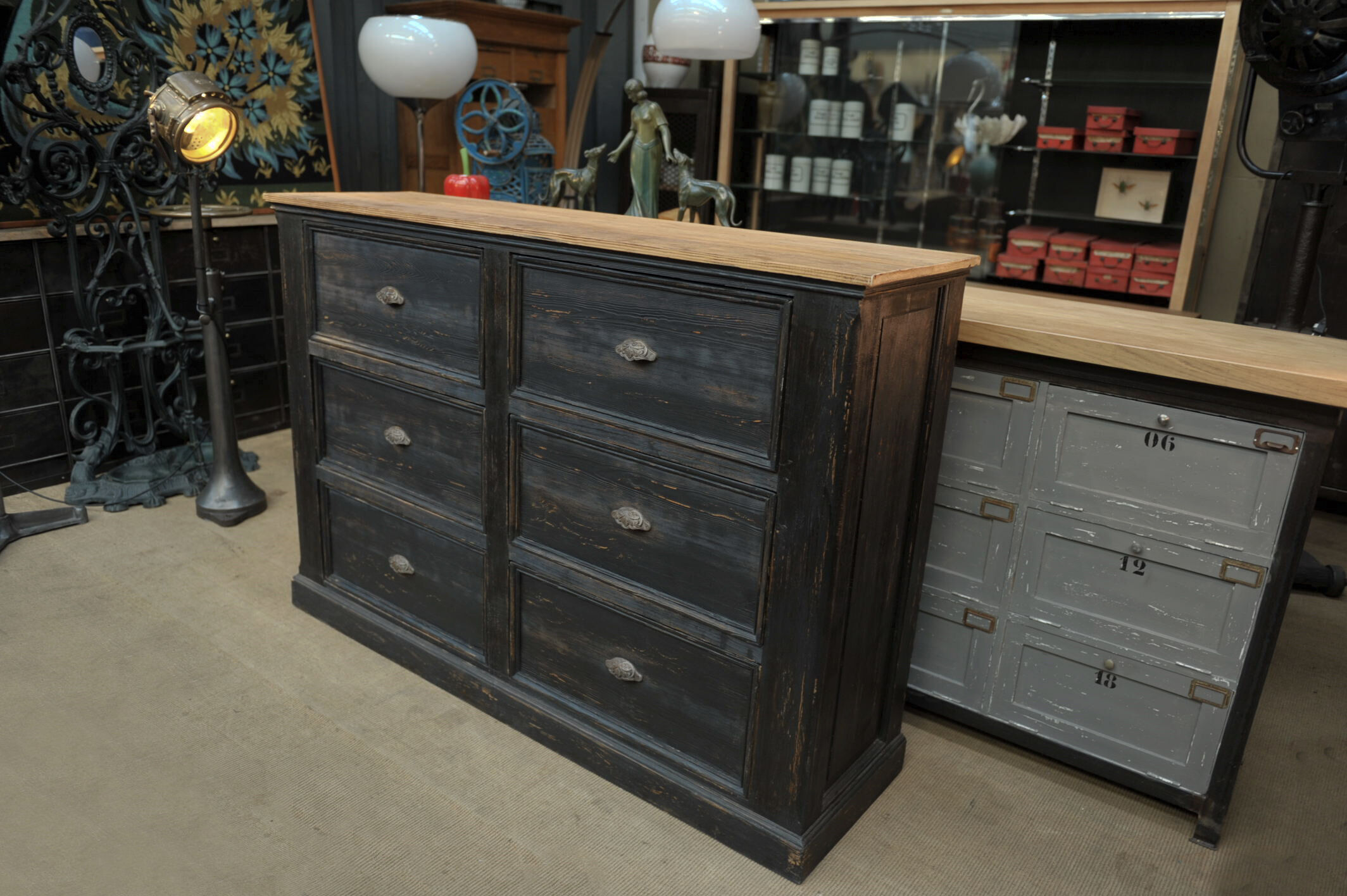 Old furniture with drawers 1950 in fir