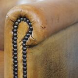 Sheepskin Leather Club Chair in a Light Cognac Color