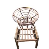 Bamboo and wicker love seat with footrest
