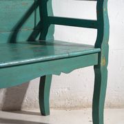 Old bench painted green in pine wood – Central Europe, around 1910