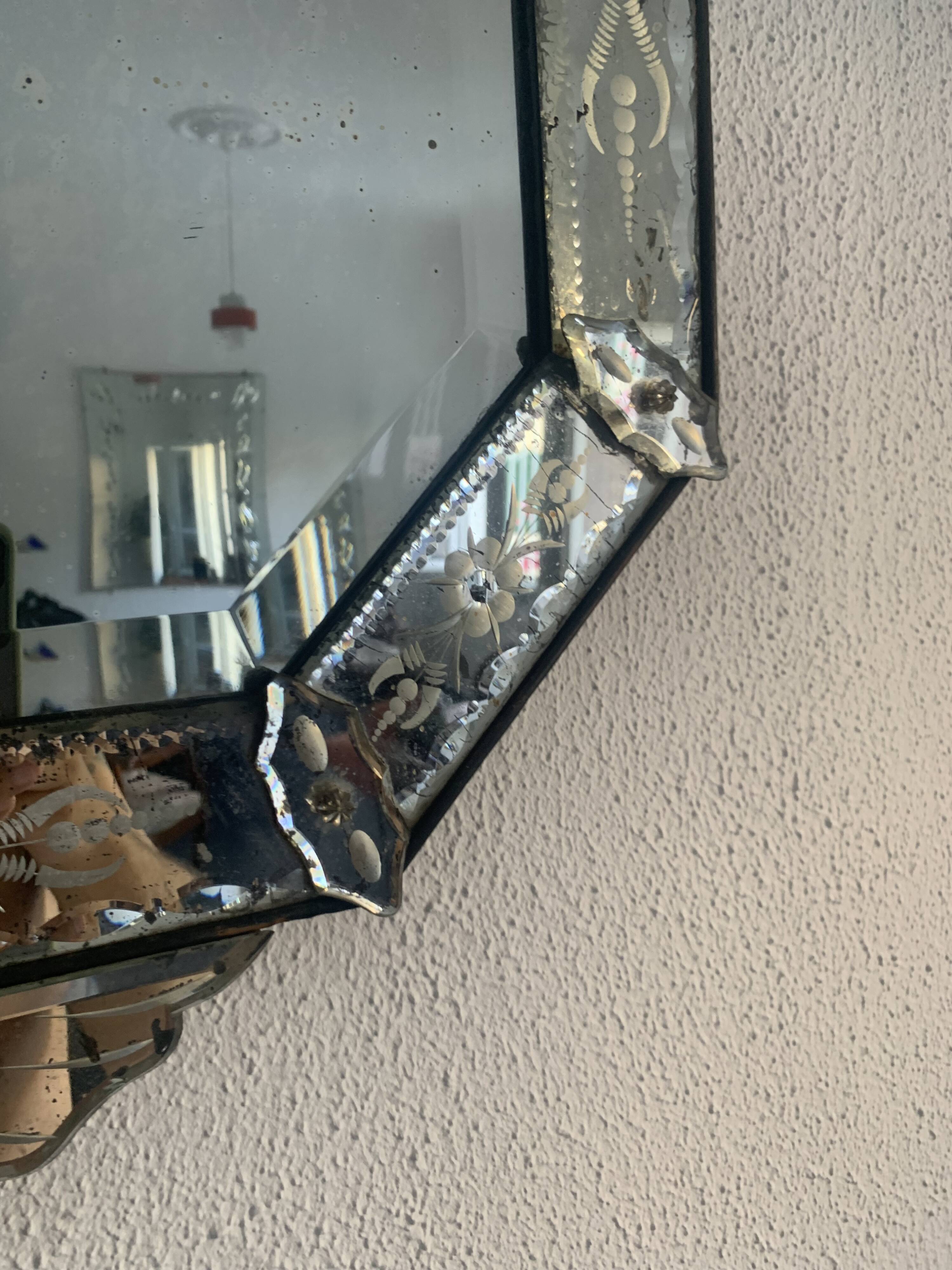 Venetian Murano mirror, late 19th century - 95 x 52 cm