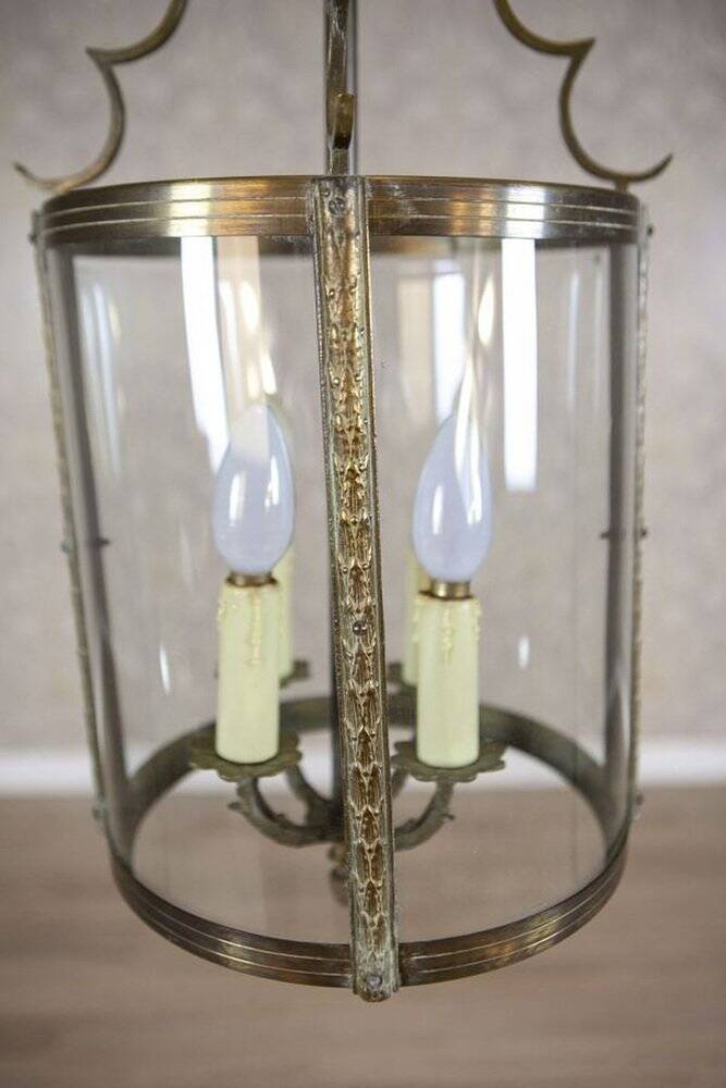 Mid-Century Metal & Glass Pendant Lamp