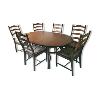 Ercol saville extendable dining table with 6 penn chairs in golden dawn