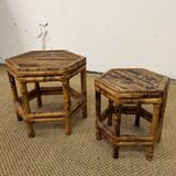 Pair of small side tables / Rattan sofa ends