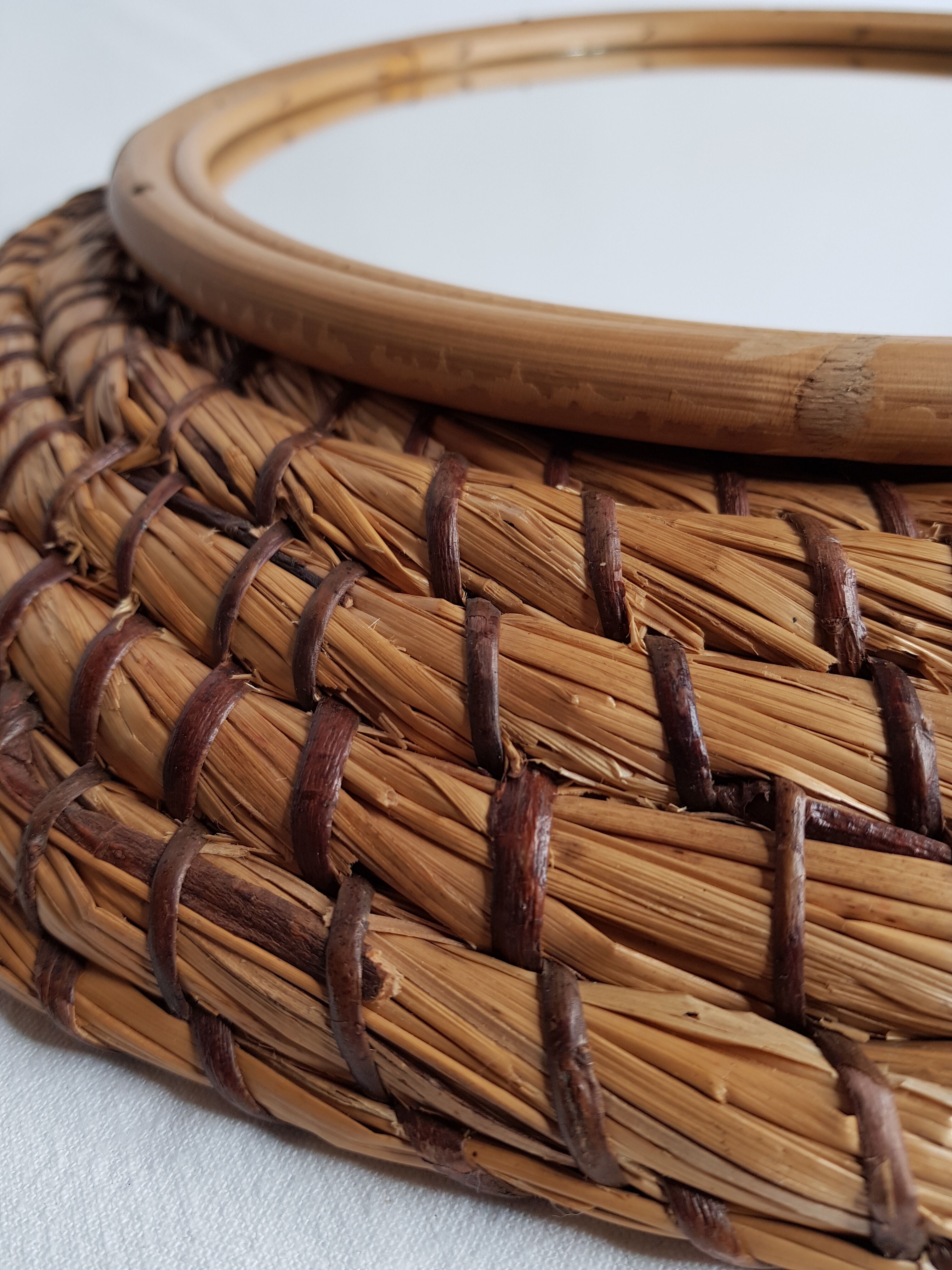 Round mirror in braided straw "bourgne" 40 cm