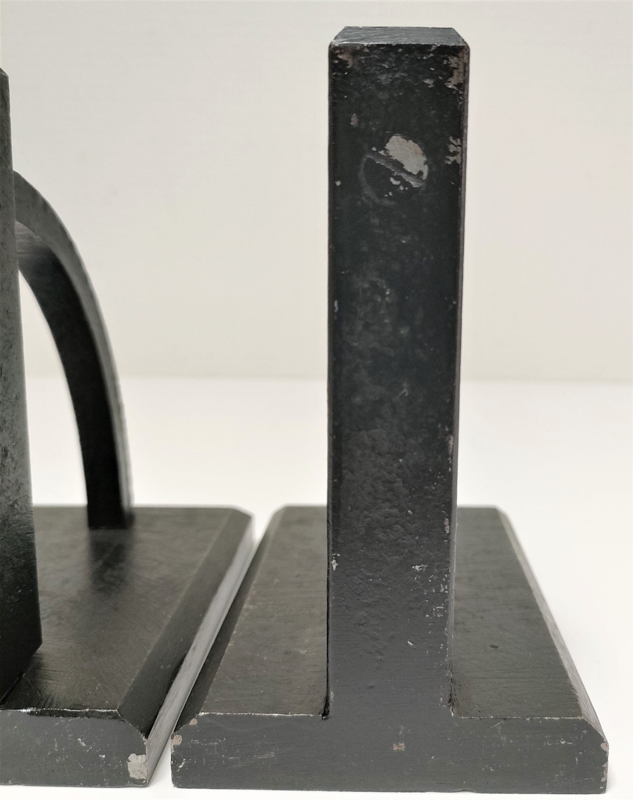 Pair of bookends in black lacquered steel design 60s
