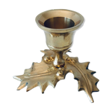 Candlestick in brass holly design