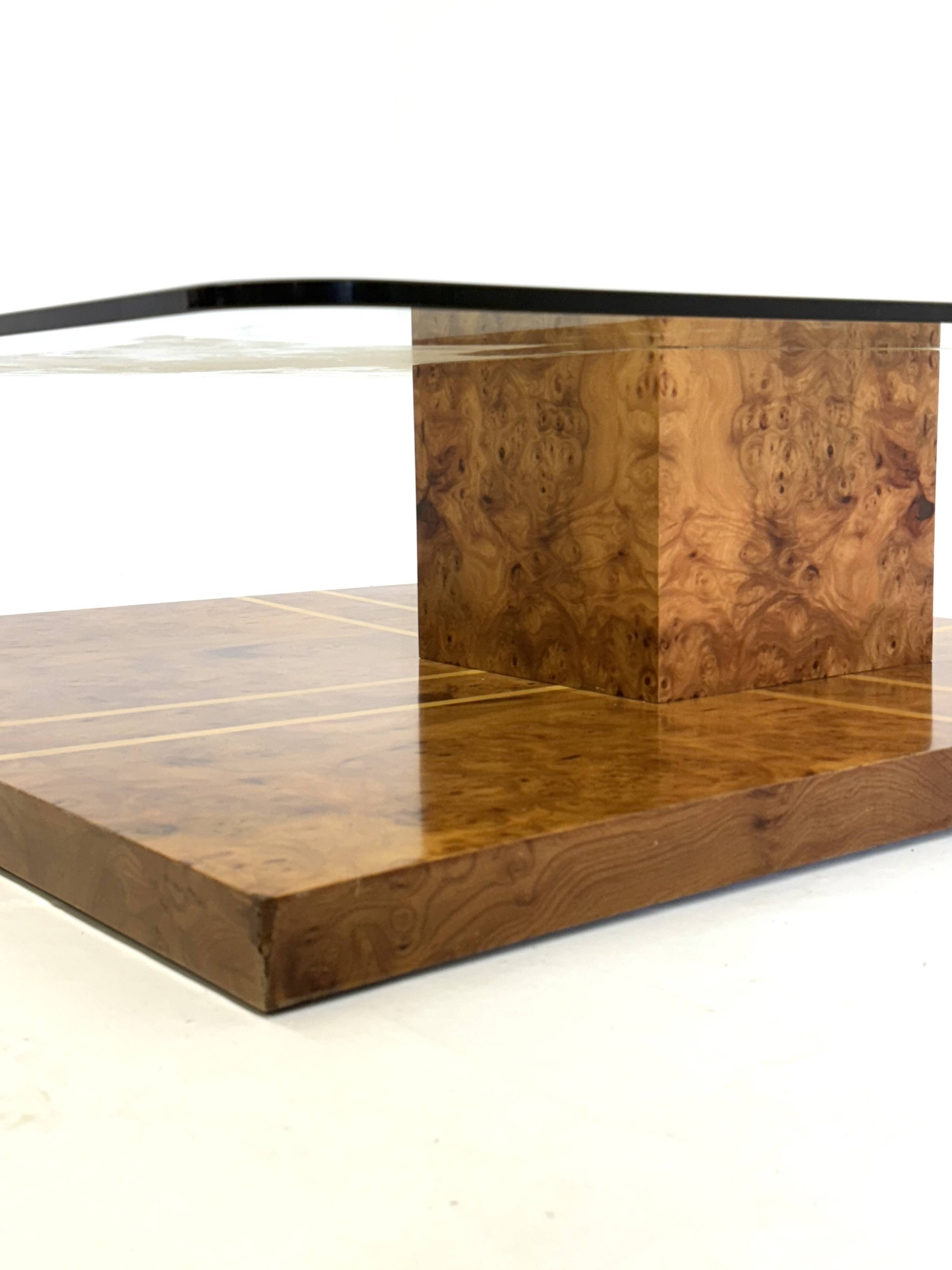 Table basse vintage de Smania en bois de ronce