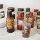 Old pharmacy pot, apothecary bottle, flores aurantii