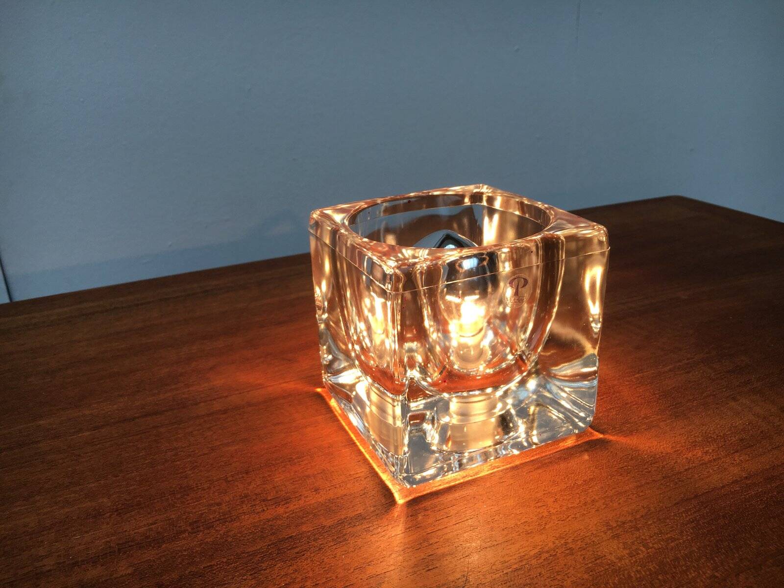 Vintage German table lamp in glass TA 14 Cube by Peill & Putzler, 1970s.