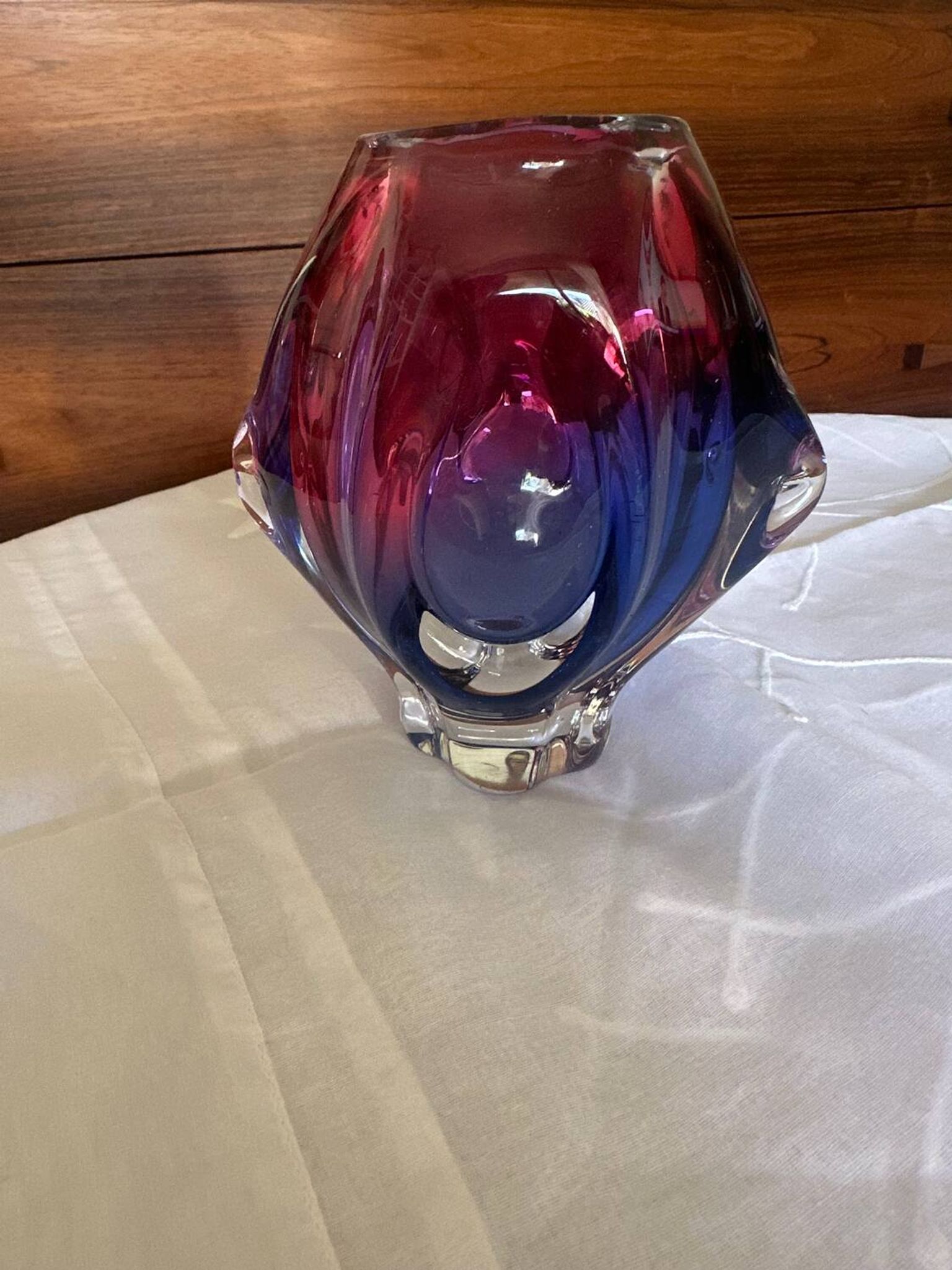 Small Bohemian Glass Vase by Josef Hospodka Vintage 1970s Czech