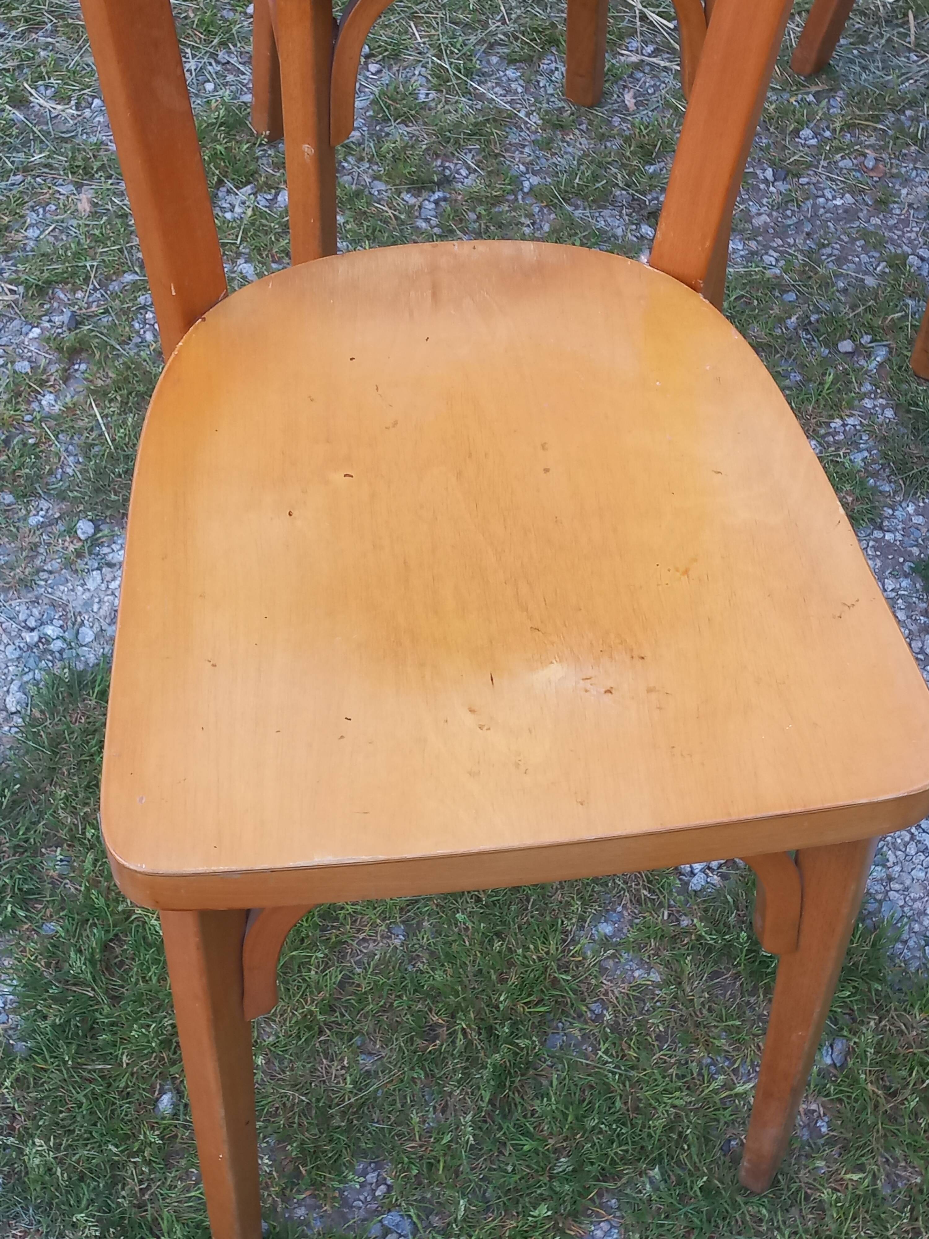 Set of 4 Baumann bistro chairs from the 1950s.