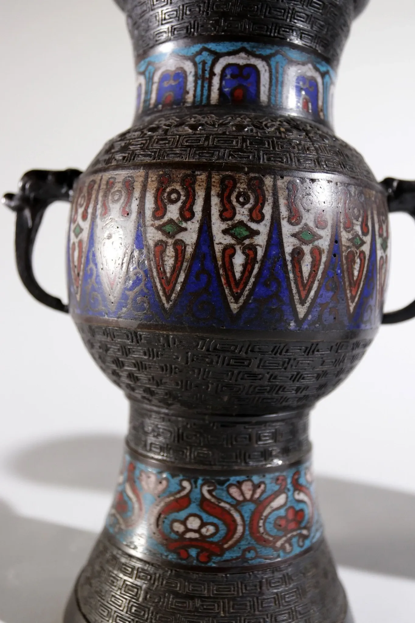 Pair of Japanese bronze cloisonné vases – 19th century