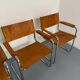 4 vintage tubular chairs with patinated leather designed by Mart Stam