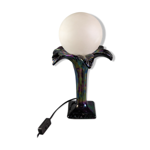 Lampe céramique palmier globe,