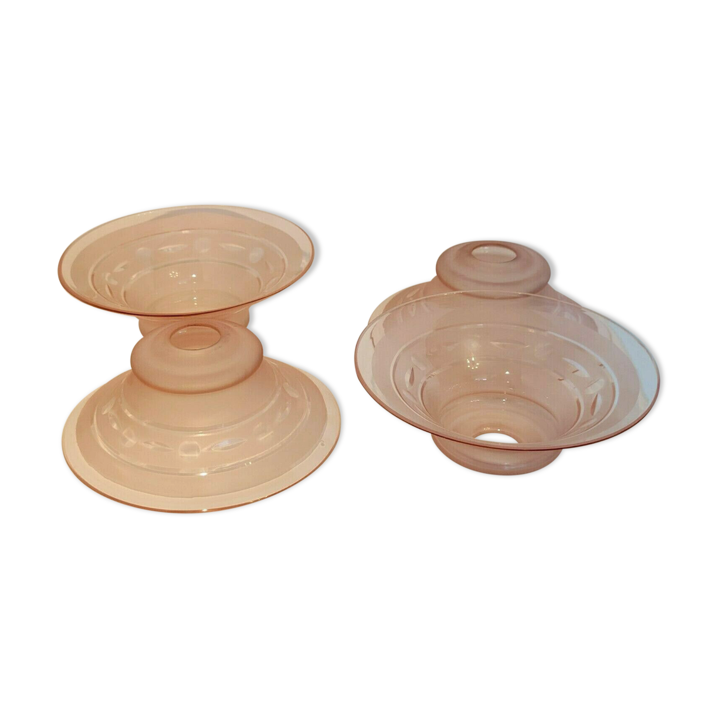 4 tulipes en verre rose abat-jour