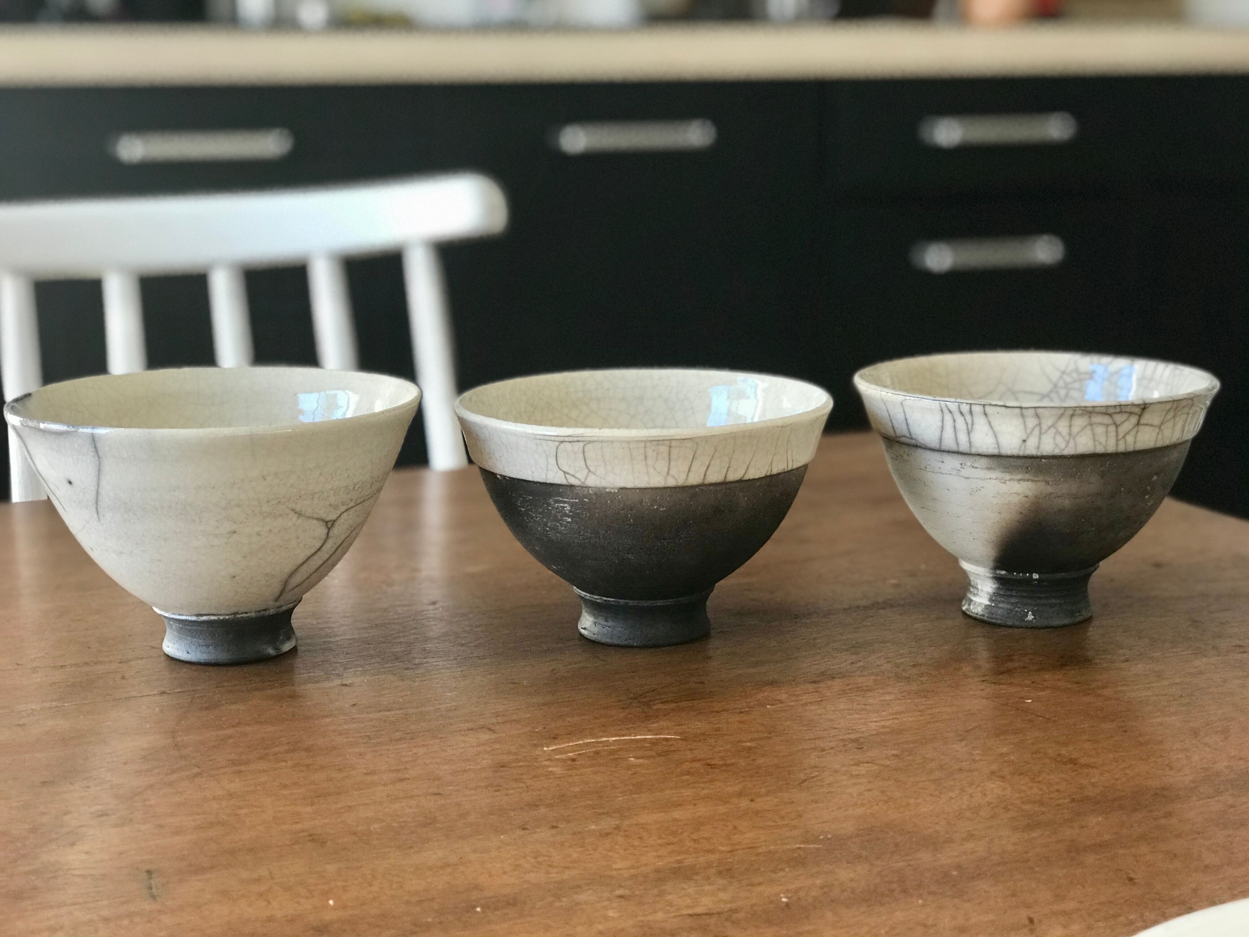 Trio of Raku bowls