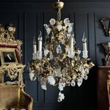 Bronze and Gold Metal Cage Chandelier from the 70s - 20th Century
