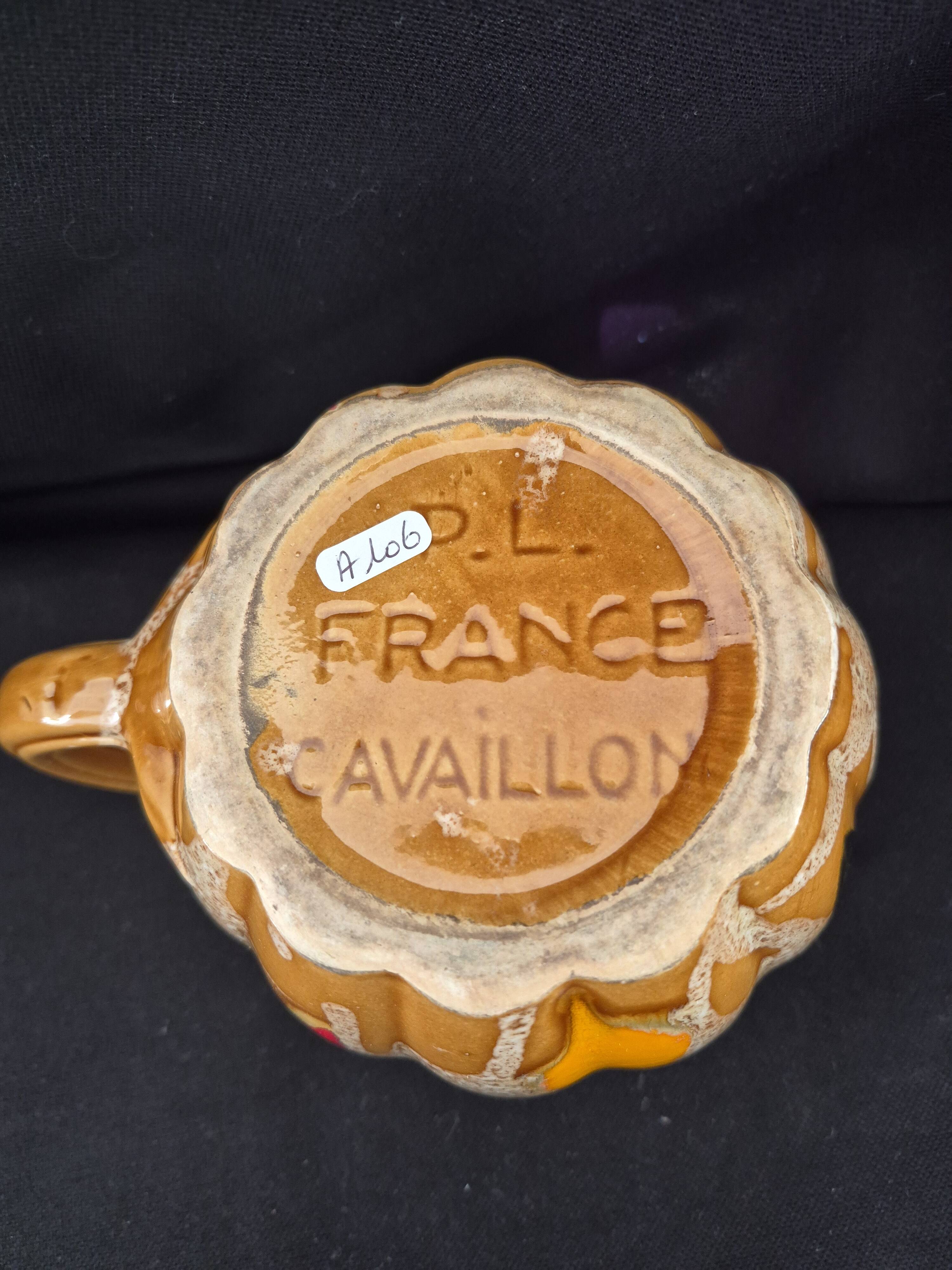 Melon-shaped ceramic jug, signed Poët-Laval, Cavaillon.