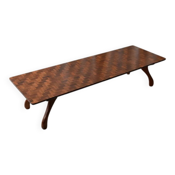 Don S. Shoemaker cocobolo parquet coffee table for Señal S.A., Mexico 1960s