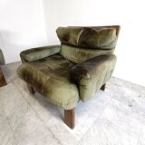 Vintage modular green leather sofa, 1960s