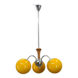 Bauhaus Chandelier with Colored Glass Globes, Czechoslovakia, 1930s