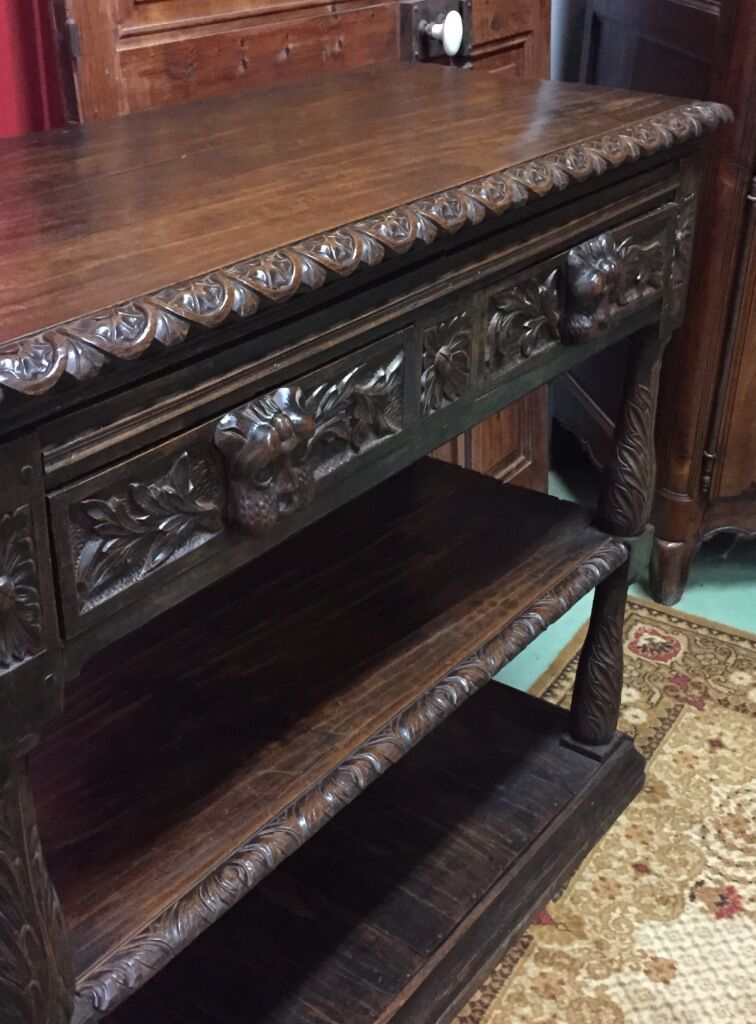 Console Louis XIII en chêne du XIXème siècle