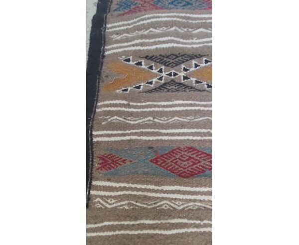 Tapis couloir multicolore fait main en pure laine 60x90cm
