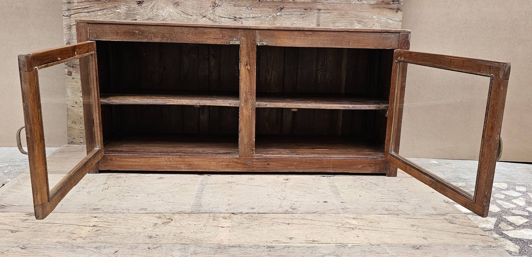 Buffet - glass TV cabinet in Burmese teak