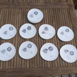 12 assiettes à dessert Niderviller modèle "Rose noire"