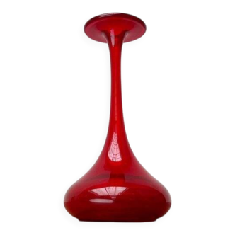 Vintage red glass solifleur vase by Cari Zalloni for WMF.