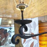 Wrought iron and cane floor lamp, 1970