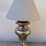 Large silver metal lamp with classic baluster o