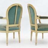 Pair of Louis XVI style convertible armchairs
