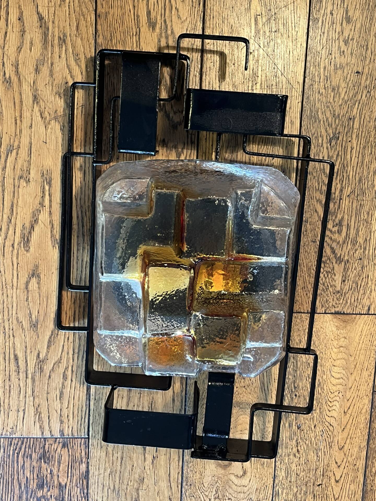 Brutalist wall sconce Murano glass